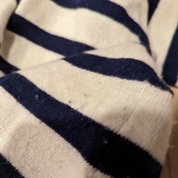 Navy and White Striped Sweater with Red Heart Elbows - Picture 4 of 10